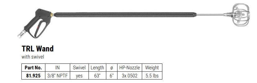 Mosmatic High Pressure TRL Wand with Swivel - 63in - 81.925