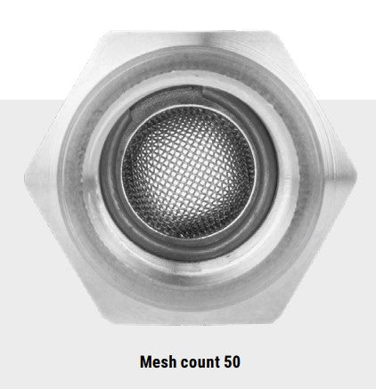 Mosmatic high pressure HP guns adoptor with sieve IN 3/8" 50 mesh count SW 0.87in 53.011