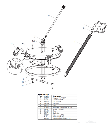 Mosmatic Replacement Rotor Arm for 16” Surface Cleaner 82.625