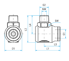 Mosmatic Rotary Union WDEI 90Âº Stainless Steel 1/4"NPTF - 1/4"NPTM 43.481